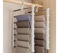 Fleymu 2 Piezas Perchas para Pantalones Multifunción 6 en 1 Extensible - Pantalonero Multiples Ahorra Espacio para Colgar Pantalones, Faldas, Corbatas y Cinturones