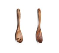 Fleymu 2 Piezas Servidores de Ensalada de Madera, 10.2 Pulgadas Cucharas para Servir de Madera Set, Ensalada Mezclador Tenedor, Grandes Pinzas Mango Largo Tenedores, para Servir Pasta, Fruta