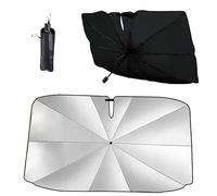 Fleymu Parasol Coche Parabrisas Interior 2025 | Estructura Fibra Carbono | Protección UV & Aislamiento Térmico | Universal Tesla, SUV (145x85 cm)