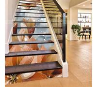 FLFK 3D Paisaje de flores marrones autoadhesivos Pegatinas de Escalera pared pintura vinilo Escalera calcomanía Decoración 39.3 pulgadas x7.08 pulgadas X 15Piezas