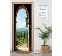 FLFK 3D Paisaje del Arco Adhesivo Vinilos Puerta Pegatina Pared Murales para Cocina Sala de Baño Decorativos 77X200cm