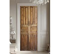 FLFK 3D Patrones de madera retro Adhesivo Vinilos Puerta Pegatina Pared Murales para Cocina Sala de Baño Decorativos 77X200cm