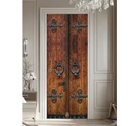 FLFK 3D Patrones de madera retro Adhesivo Vinilos Puerta Pegatina Pared Murales para Cocina Sala de Baño Decorativos 77X200cm