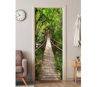 FLFK 3D Puente levadizo Adhesivo Fotográfico Vinilos Puerta Pegatina Pared Murales para Cocina Sala de Baño Decorativos 77X200cm