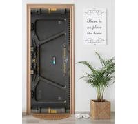 FLFK 3D Puerta de ciencia ficción con teclado PVC Adhesivo Fotográfico Vinilos Puerta Pegatina Pared Murales para Cocina Sala de Baño Decorativos 77X200cm