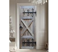 FLFK 3D Puerta Vieja Retro Adhesivo Fotográfico Vinilos Puerta Pegatina Pared Murales para Cocina Sala de Baño Decorativos 77X200cm