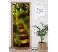 FLFK 3D Sendero del Bosque de Cuento de Hadas Adhesivo Vinilos Puerta Pegatina Pared Murales para Cocina Sala de Baño Decorativos 77X200cm