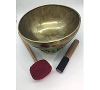 Flfwlass Cuenco de canto del Himalaya hecho a mano de 10 pulgadas, batido a mano por artesanos nepalíes para hacer tonos mágicos por