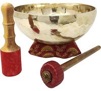 Flfwlass Cuenco tibetano martillado a mano grande de 9 pulgadas, ideal para meditación, yoga, baño de sonido, atención plena, relajación, cojín, caja de transporte, mazo de madera y baqueta incluidos