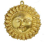 FLFWLASS - Divine Radiance: escultura de ídolo de cara de sol de latón indio y cara de Surya para colgar en la pared del hogar y la oficina, decoración de interiores y remedio Vastu por Indian