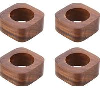 FLFWLASS Juego de 4 servilleteros de madera para decoración de mesa y cena, para decoración de fiestas y restaurantes, 2 x 2 pulgadas, color marrón