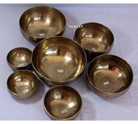 Flfwlass Juego de 7 cuencos tibetanos antiguos del Himalaya antiguo de metal para chacras