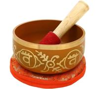 FLFWLASS SHLI-5682 - Cuenco tibetano budista sintonizado con el chakra del corazón del 4º chakra, latón de alta calidad, 5 pulgadas, ideal para meditaciones, ayurveda y yoga (naranja)