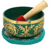 FLFWLASS SHLI-5682 - Cuenco tibetano budista sintonizado con el chakra del corazón del 4º chakra, latón de alta calidad, 5 pulgadas, ideal para meditaciones, ayurveda y yoga (verde)