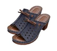 FLFXYFB 2025 Graddi Archrelief Sandals,Fashionable Comfortable Orthopedic Platform Chunky Heels Shoes,Hollow Summer Outdoor Sandal for Women (36,Blue)