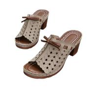 FLFXYFB 2025 Graddi Archrelief Sandals,Fashionable Comfortable Orthopedic Platform Chunky Heels Shoes,Hollow Summer Outdoor Sandal for Women (39,Khaki)