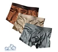 FLFXYFB Elegant Silk Men's Ice Silk Underwear Mulberry Men's Boxer Briefs,Luxury Moisture-Wicking Breathable,Cool Dry Ice Silk Boxer Briefs (3PCS-B,XL)