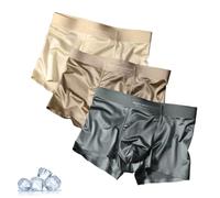 FLFXYFB Elegant Silk Men's Ice Silk Underwear Mulberry Men's Boxer Briefs,Luxury Moisture-Wicking Breathable,Cool Dry Ice Silk Boxer Briefs (3PCS-A,XXL)