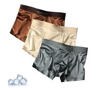 FLFXYFB Elegant Silk Men's Ice Silk Underwear Mulberry Men's Boxer Briefs,Luxury Moisture-Wicking Breathable,Cool Dry Ice Silk Boxer Briefs (3PCS-C,XXL)