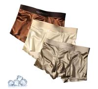 FLFXYFB Elegant Silk Men's Ice Silk Underwear Mulberry Men's Boxer Briefs,Luxury Moisture-Wicking Breathable,Cool Dry Ice Silk Boxer Briefs (3PCS-D,3XL)