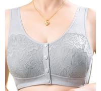 FLFXYFB Jenna Chic Bras for Older Women, Posy Bra - Comfortable Front Button Wireless Shaping, Front Button Bras for Elderly Women (Grey,46)