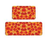 FLGHJNBJN Alfombrillas de cocina 3D para pizza, peperoni, 2 unidades, alfombrillas de cocina acolchadas antifatiga para suelo, antideslizantes