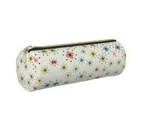 FLGHJNBJN Atomic Stars - Estuche de piel con diseño retro de estrellas ecológicas, piel de grano cruzado, cremallera suave, soporte cilíndrico de gran capacidad, Gold, Talla única, Tarjetero