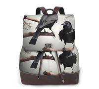FLGHJNBJN Black Crow Birds on a Branch - Mochila de piel versátil para mujer, elegante mochila de poliuretano para viajes, universidad, viajes, al aire libre