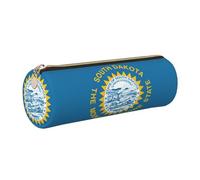 FLGHJNBJN Bonito estuche de piel con diseño de bandera de Dakota del Sur, respetuoso con el medio ambiente, cierre suave, soporte cilíndrico de gran capacidad, Gold, Talla única, Tarjetero
