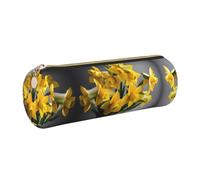FLGHJNBJN Bouquet of Daffodils - Estuche de piel de grano cruzado ecológico, cremallera suave, soporte cilíndrico de gran capacidad, Gold, Talla única, Tarjetero