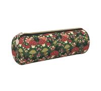 FLGHJNBJN Bright Mushrooms Art - Estuche de piel de grano cruzado ecológico, cremallera suave, soporte cilíndrico de gran capacidad, Gold, Talla única, Tarjetero