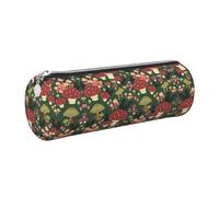 FLGHJNBJN Bright Mushrooms Art - Estuche de piel de grano cruzado ecológico, cremallera suave, soporte cilíndrico de gran capacidad, Silver, Talla única, Tarjetero