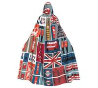FLGHJNBJN Capa de símbolos de Inglaterra para hombres y mujeres, capa con capucha renacentista para adultos, capa medieval, capa para disfraces de cosplay de Halloween