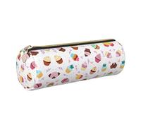 FLGHJNBJN Delicious Cupcakes - Estuche de piel de grano cruzado ecológico, cremallera suave, soporte cilíndrico de gran capacidad, Gold, Talla única, Tarjetero