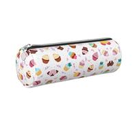 FLGHJNBJN Delicious Cupcakes - Estuche de piel de grano cruzado ecológico, cremallera suave, soporte cilíndrico de gran capacidad, Silver, Talla única, Tarjetero