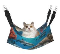 FLGHJNBJN Dolphins Sea Turtle Shark Octopus Coral Reef Hamaca acogedora para gatos, cama de percha con ventana, cama ajustable para mascotas con terciopelo suave para gatos de interior
