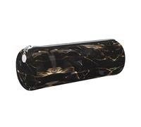 FLGHJNBJN Estuche de cuero de grano cruzado ecológico con diseño de mármol negro y dorado, cremallera suave, soporte cilíndrico de gran capacidad, Silver, Talla única, Tarjetero