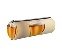 FLGHJNBJN Estuche de cuero de grano cruzado ecológico de espuma de cerveza, cremallera suave, soporte cilíndrico de gran capacidad, Silver, Talla única, Tarjetero