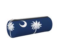 FLGHJNBJN Estuche de piel con diseño de bandera de Carolina del Sur, respetuoso con el medio ambiente, cierre suave, soporte cilíndrico de gran capacidad, Silver, Talla única, Tarjetero