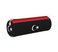 FLGHJNBJN Estuche de piel con diseño de bandera de Libia, respetuoso con el medio ambiente, cierre suave, soporte cilíndrico de gran capacidad, Gold, Talla única, Tarjetero