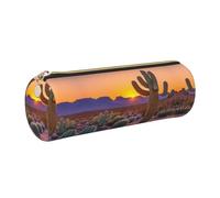FLGHJNBJN Estuche de piel con diseño de cactus y atardeceres del desierto, respetuoso con el medio ambiente, cierre suave, soporte cilíndrico de gran capacidad, Gold, Talla única, Tarjetero