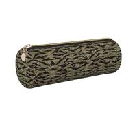 FLGHJNBJN Estuche de piel con diseño de camuflaje a rayas de tigre, respetuoso con el medio ambiente, piel de grano cruzado, cremallera suave, soporte cilíndrico de gran capacidad, Gold, Talla única