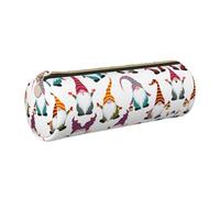 FLGHJNBJN Estuche de piel con diseño de gnomos divertidos de Navidad, respetuoso con el medio ambiente, piel de grano cruzado, cremallera suave, soporte cilíndrico de gran capacidad, Gold, Talla única