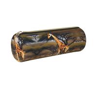 FLGHJNBJN Estuche de piel con diseño de jirafa africana, diseño de árbol majestuoso, respetuoso con el medio ambiente, piel de grano cruzado, cremallera suave, soporte cilíndrico de gran capacidad