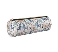 FLGHJNBJN Estuche de piel con diseño de llama, alpaca, cactus, ecológico, piel de grano cruzado, cremallera suave, soporte cilíndrico de gran capacidad, Gold, Talla única, Tarjetero