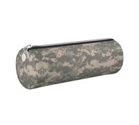 FLGHJNBJN Estuche de piel de camuflaje digital del ejército, respetuoso con el medio ambiente, piel de grano cruzado, cremallera suave, soporte cilíndrico de gran capacidad, Silver, Talla única