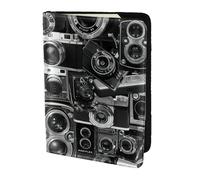 FLGHJNBJN Funda para pasaporte de viaje con diseño de cámara retro y bolsillo de almacenamiento para documentos, piel sintética imprescindible para viajes