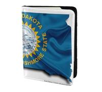 FLGHJNBJN Funda para pasaporte de viaje con diseño de mapa de la bandera de Dakota del Sur con bolsillo de almacenamiento para documentos, piel sintética imprescindible para viajar