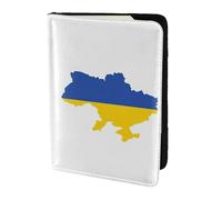 FLGHJNBJN Funda para pasaporte de viaje con diseño de mapa de la bandera de Ucrania con bolsillo de almacenamiento para documentos, de piel sintética imprescindible para viajar