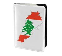 FLGHJNBJN Funda para pasaporte de viaje con diseño de mapa de la bandera del Líbano con bolsillo de almacenamiento para documentos, piel sintética imprescindible para viajar